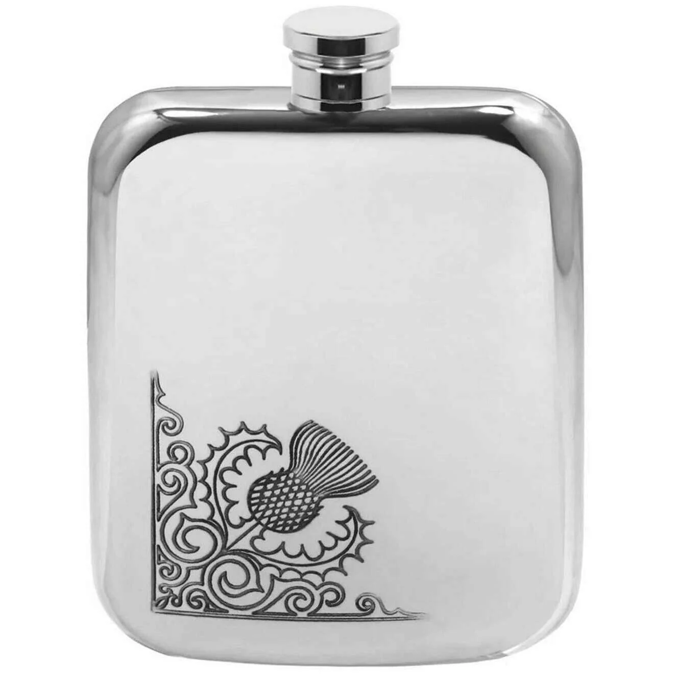English Pewter Company 6oz Corner Thistle Purse Flask - Silver
