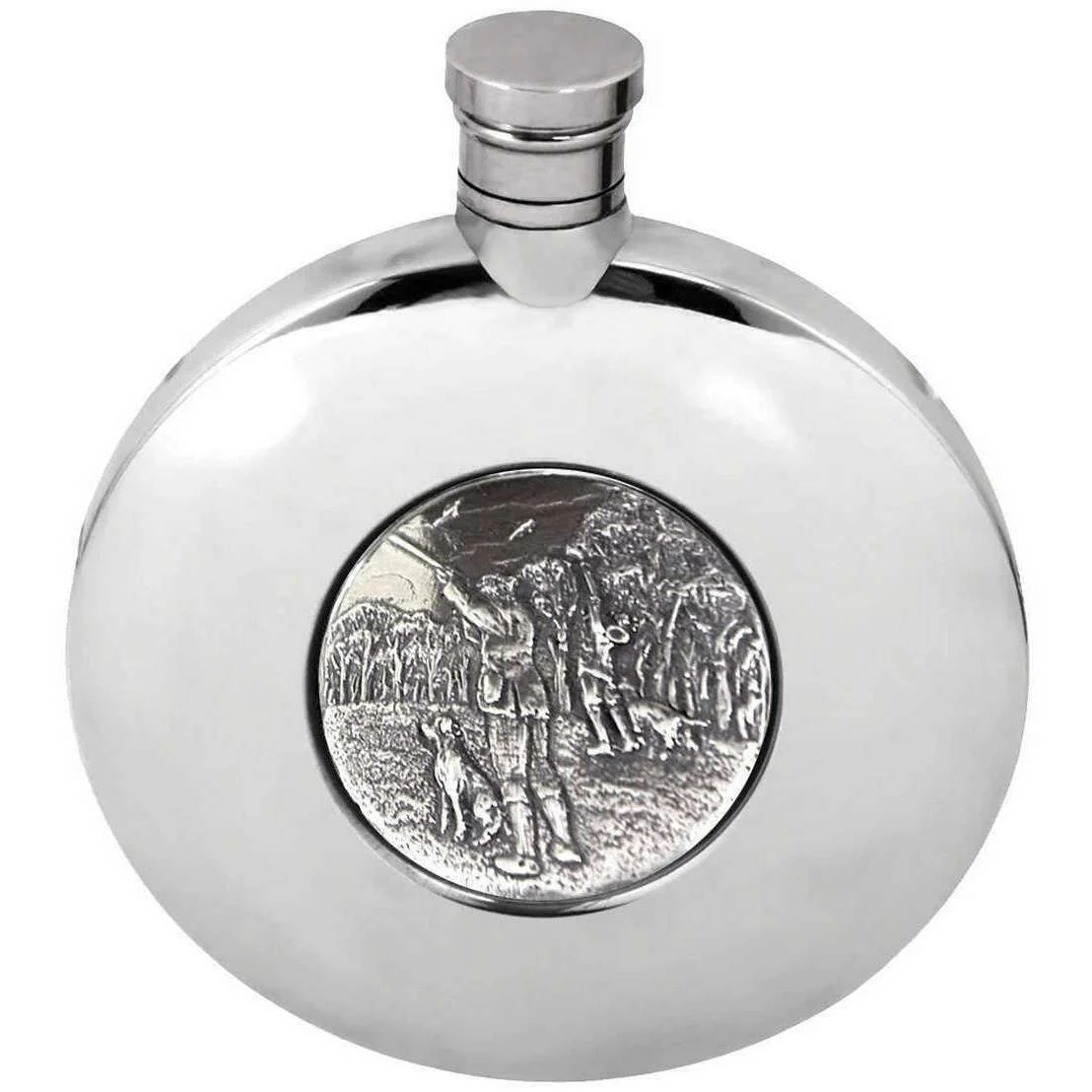 English Pewter Company 6oz Ellipse Shooting Badge Hip Flask - Silver
