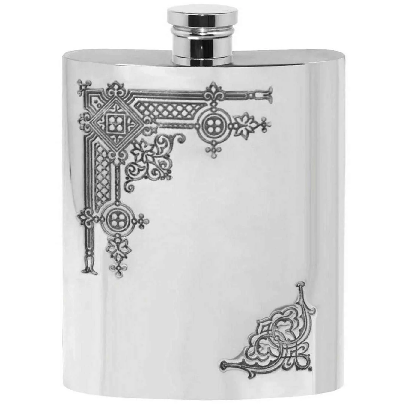 English Pewter Company 6oz Gothic Hip Flask - Silver