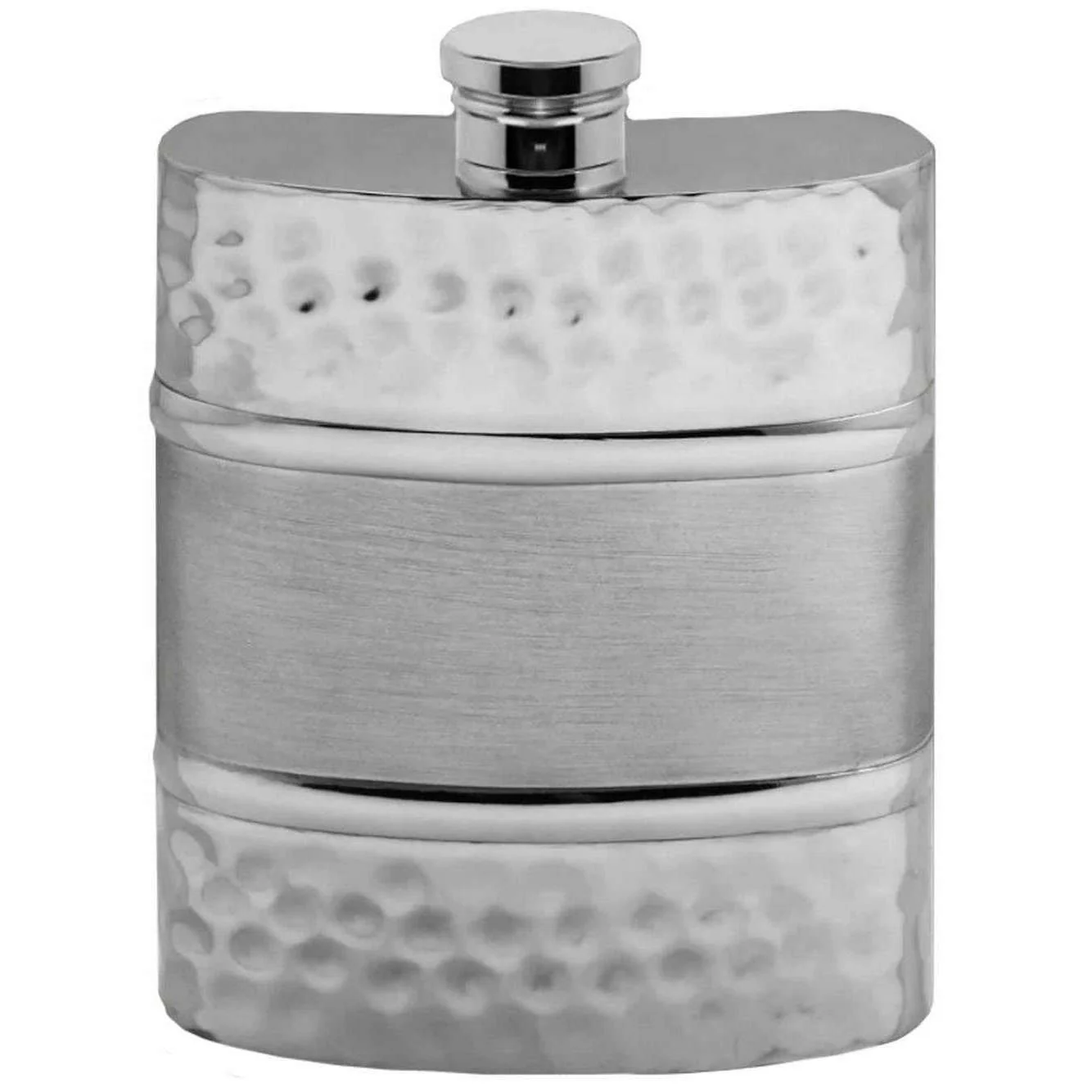 English Pewter Company 6oz Hammered Satin Band Hip Flask - Silver