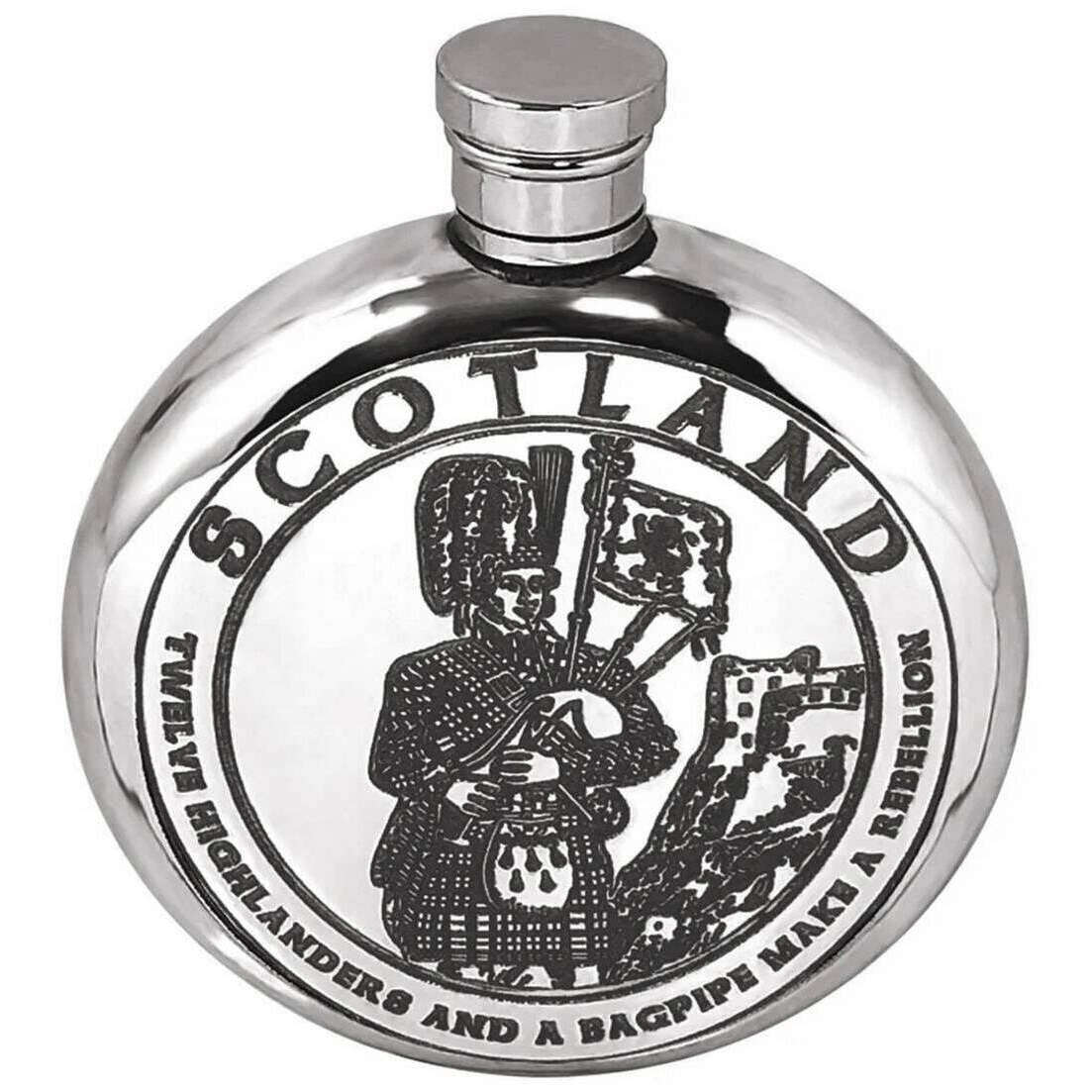 English Pewter Company 6oz Highland Piper Flask - Silver