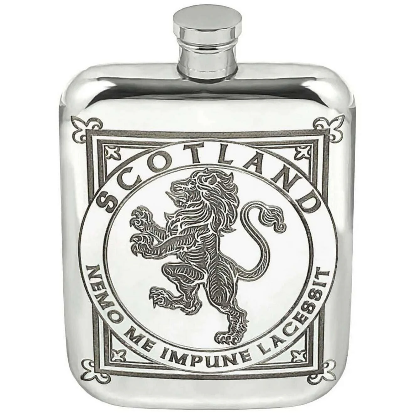 English Pewter Company 6oz Lion Rampant Flask - Silver
