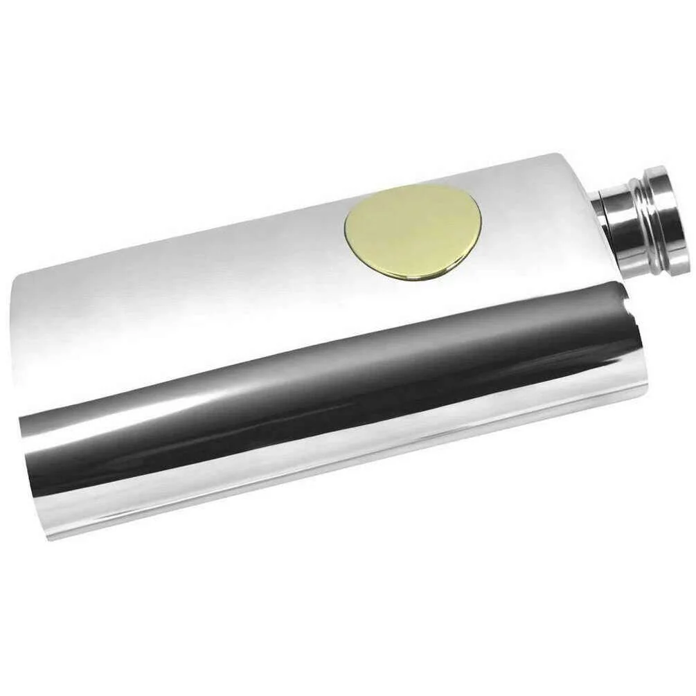 English Pewter Company 6oz Plain Brass Plate Hip Flask - Silver/Gold - Image 2