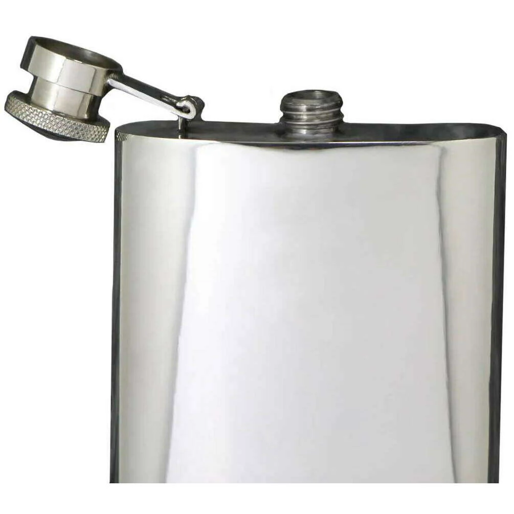 English Pewter Company 6oz Plain Captive Top Flask - Silver - Image 3