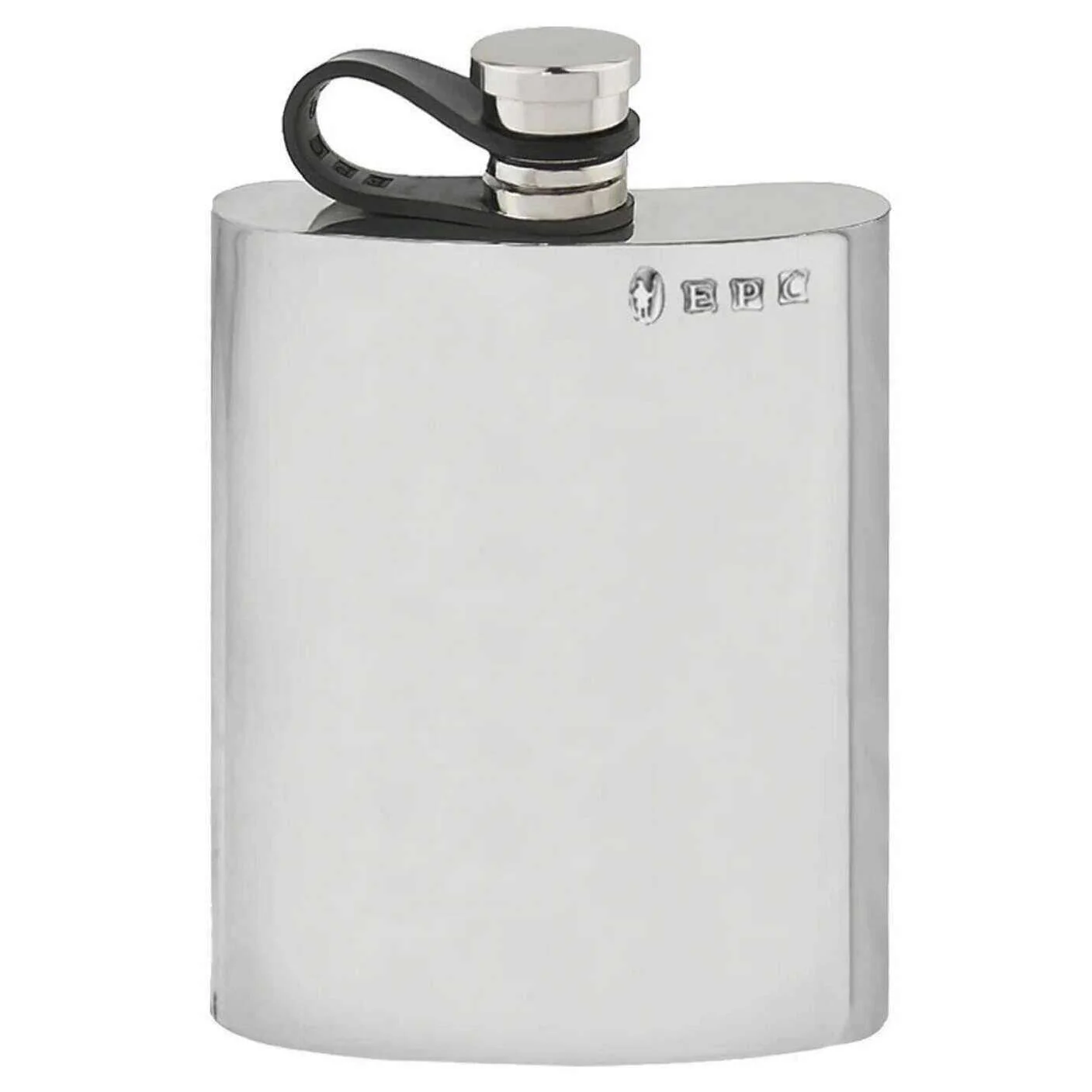 English Pewter Company 6oz Plain Flexi Cap Hip Flask - Silver