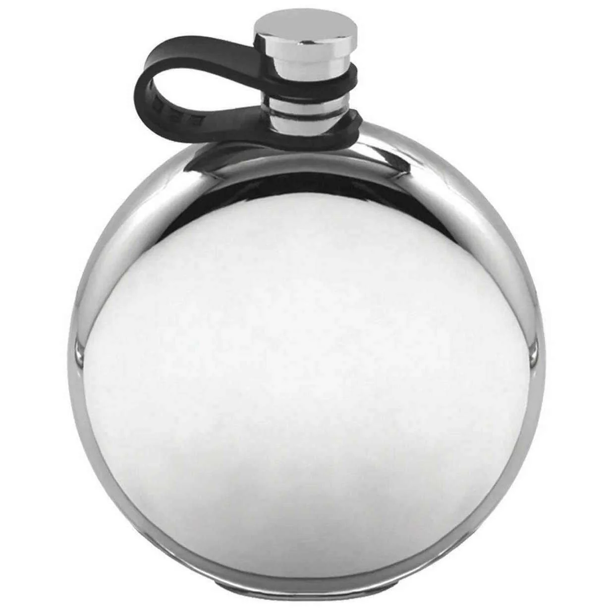 English Pewter Company 6oz Plain Round Flexi Cap Hip Flask - Silver