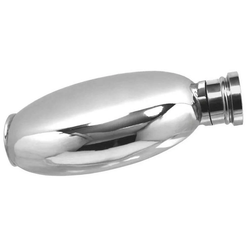 English Pewter Company 6oz Plain Round Hip Flask - Silver - Image 2