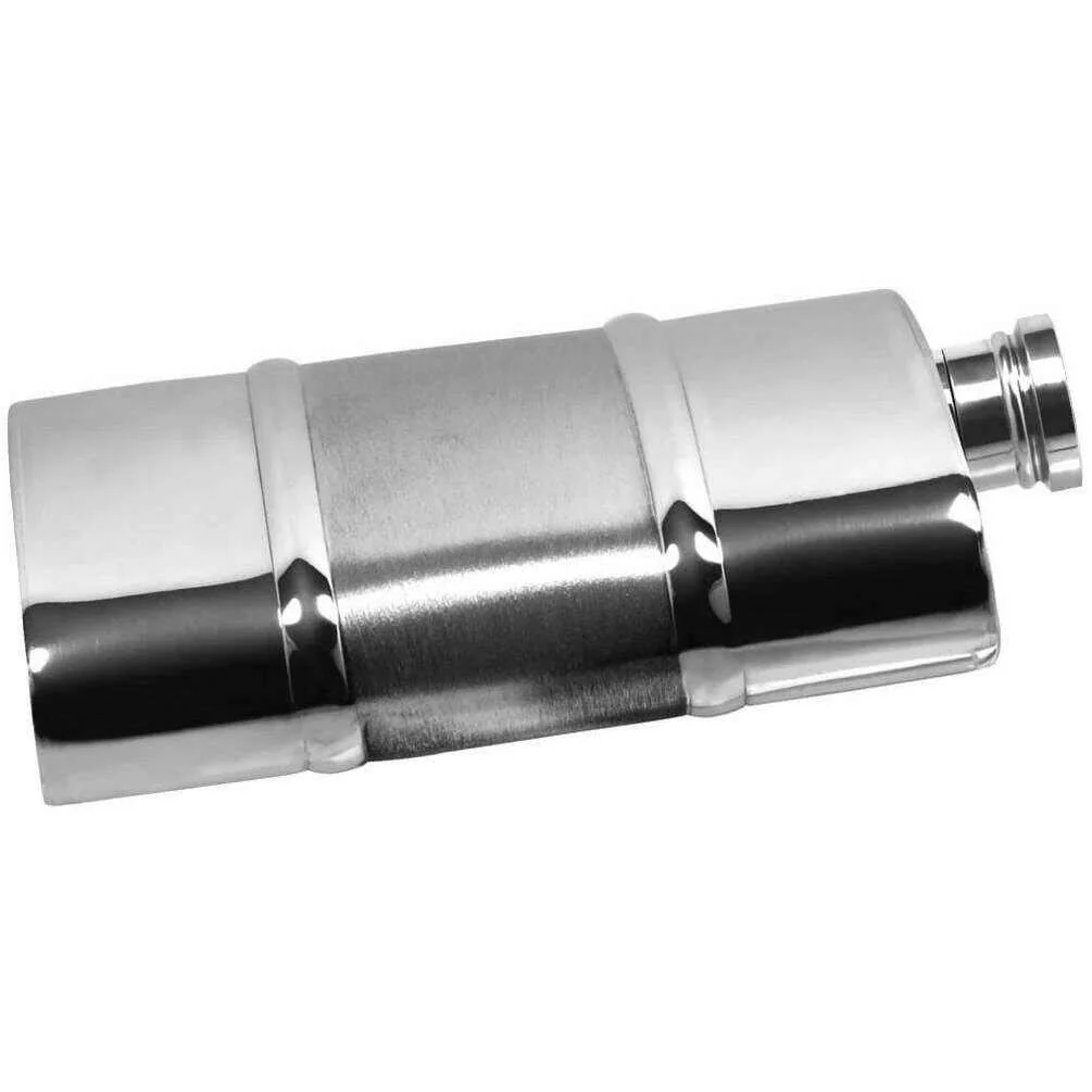English Pewter Company 6oz Plain Satin Band Hip Flask - Silver - Image 2