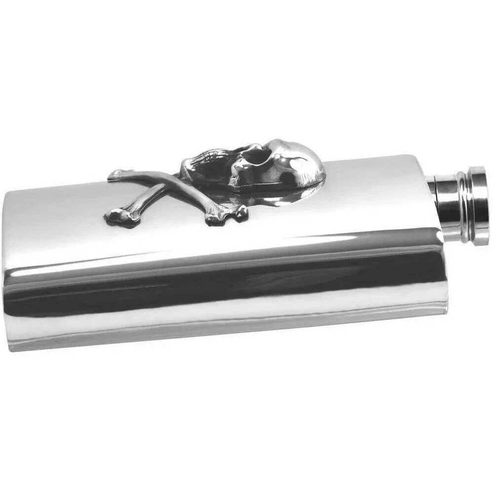 English Pewter Company 6oz Poison Hip Flask - Silver - Image 2