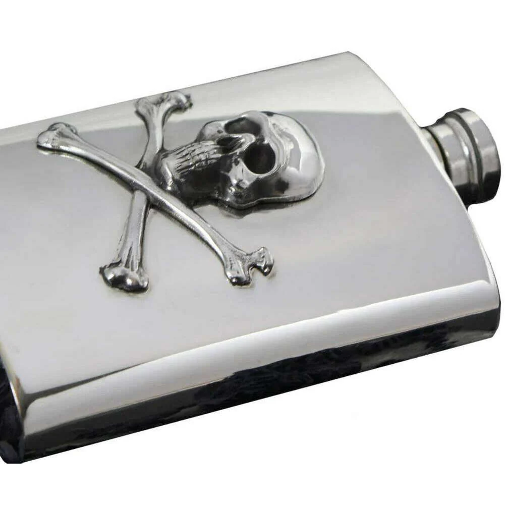 English Pewter Company 6oz Poison Hip Flask - Silver - Image 3