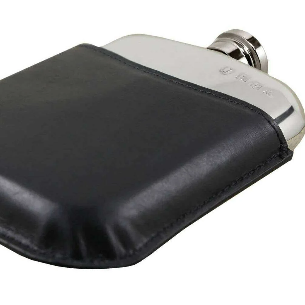 English Pewter Company 6oz Purse Flask and Pouch - Silver/Black - Image 3
