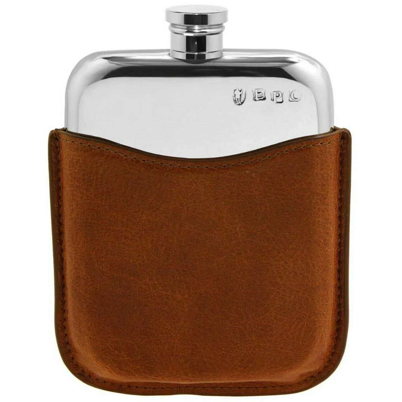 English Pewter Company 6oz Purse Flask with Pouch - Silver/Brown