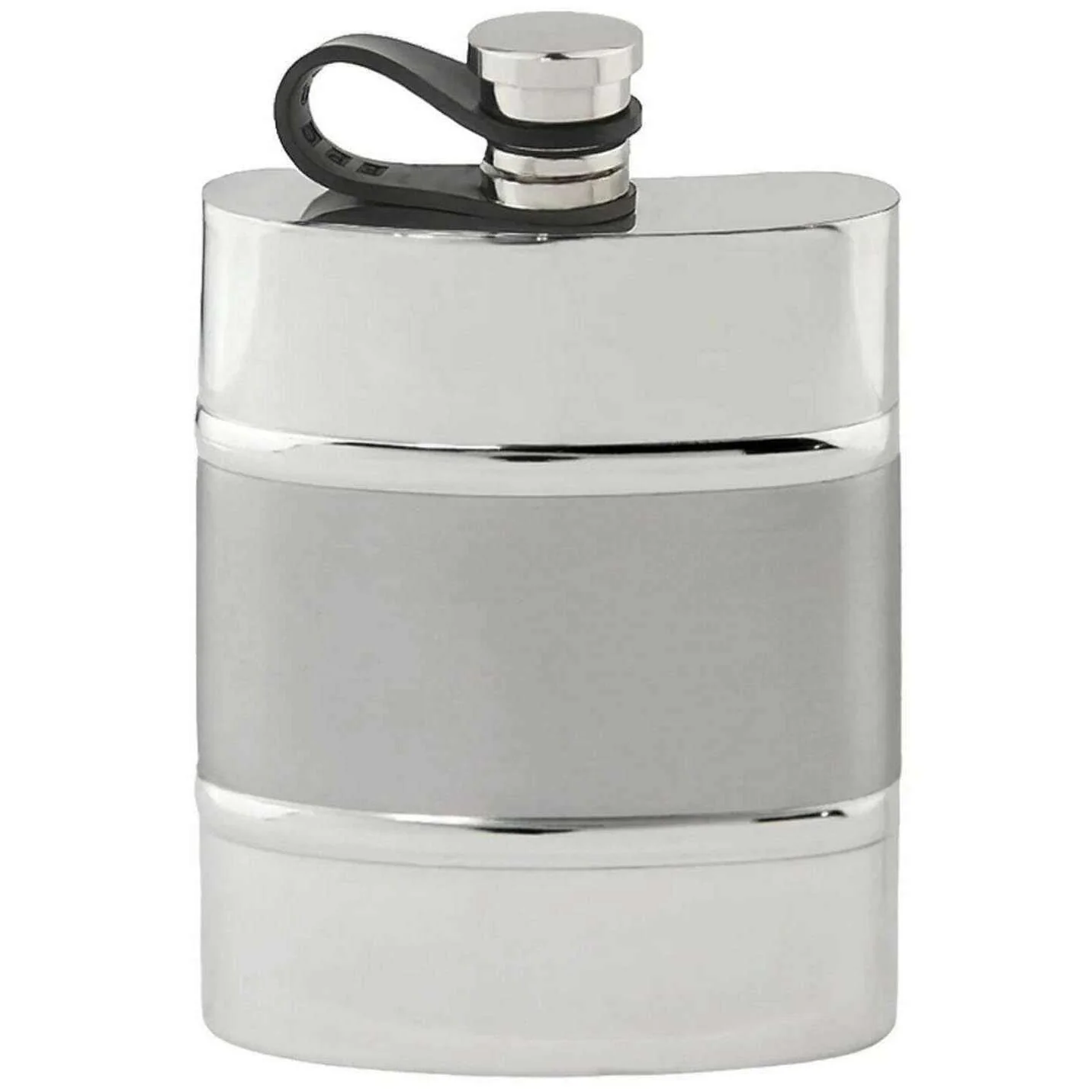 English Pewter Company 6oz Satin Band Flexi Cap Hip Flask - Silver
