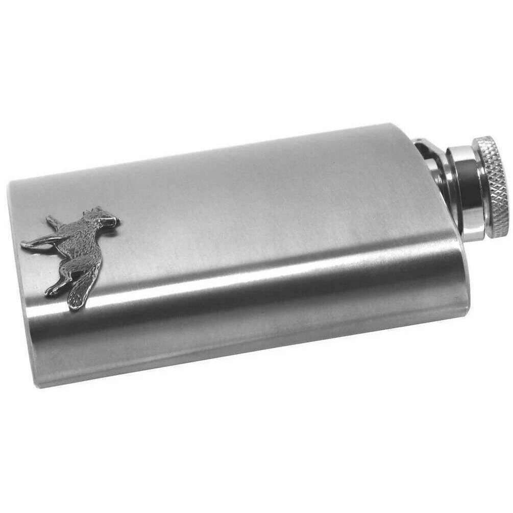English Pewter Company 6oz Stainless Steel Fox Hip Flask - Silver - Image 2