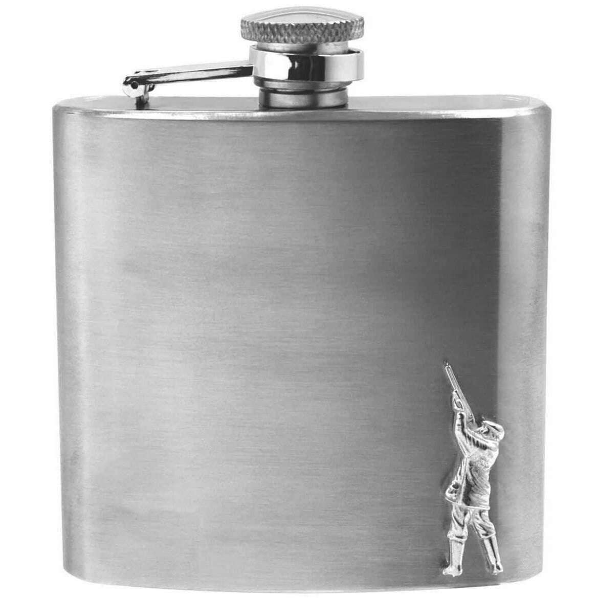 English Pewter Company 6oz Stainless Steel Shooting Hip Flask - Silver