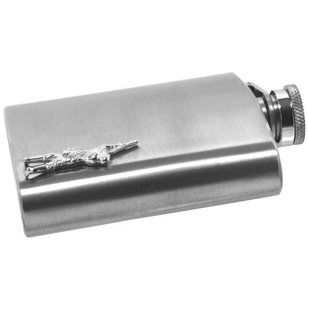English Pewter Company 6oz Stainless Steel Shooting Hip Flask - Silver - Image 2