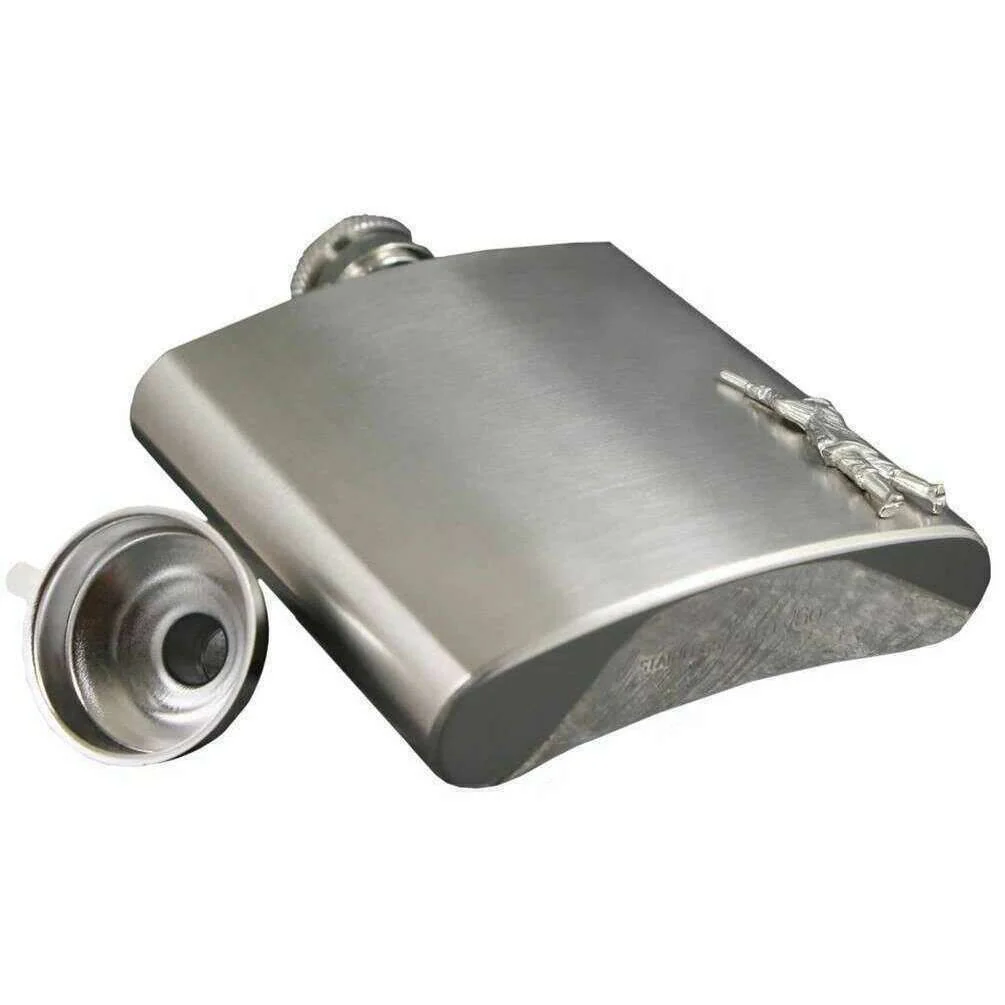 English Pewter Company 6oz Stainless Steel Shooting Hip Flask - Silver - Image 3