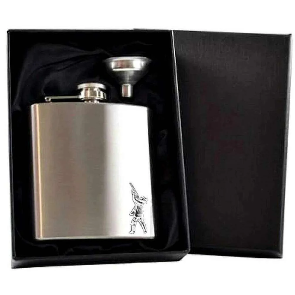 English Pewter Company 6oz Stainless Steel Shooting Hip Flask - Silver - Image 4