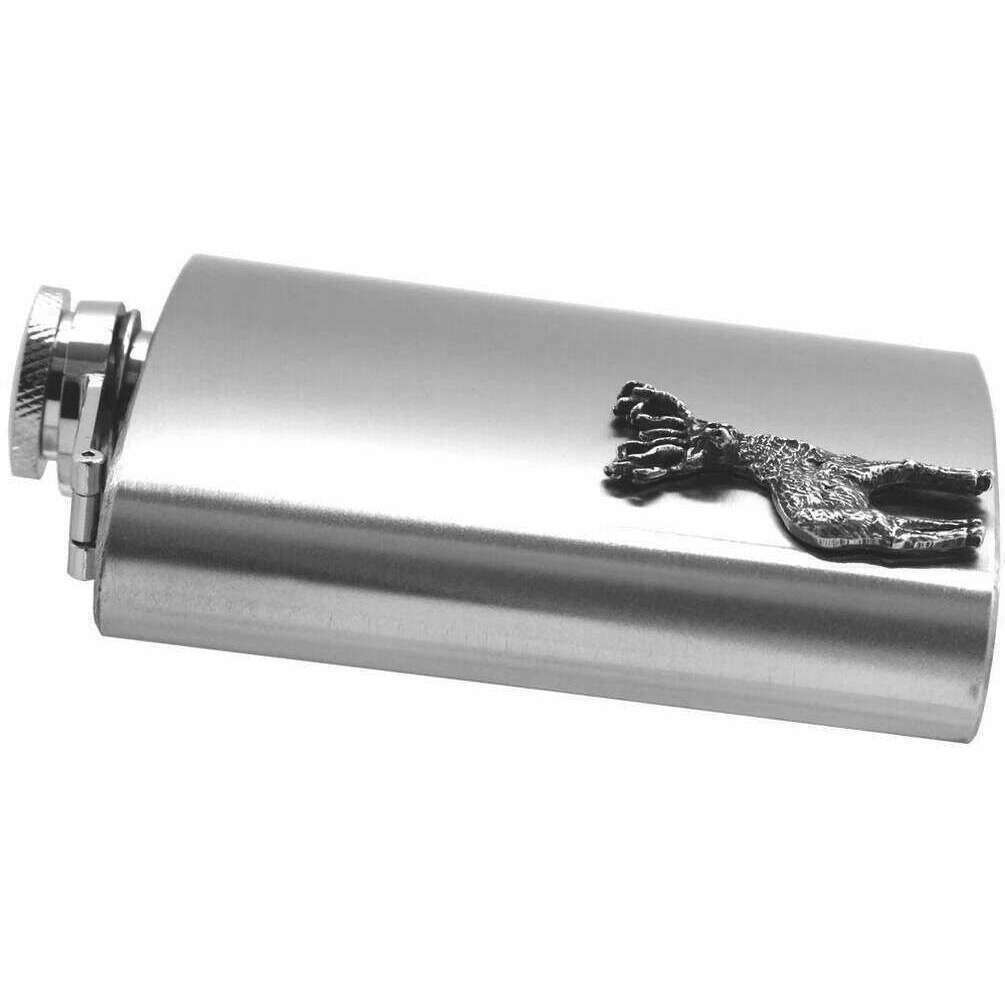 English Pewter Company 6oz Stainless Steel Stag Hip Flask - Silver - Image 2