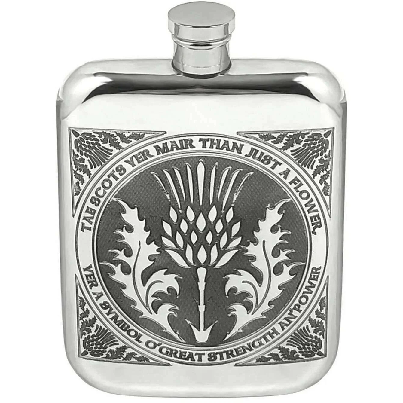 English Pewter Company 6oz Tae A Thistle Flask - Silver
