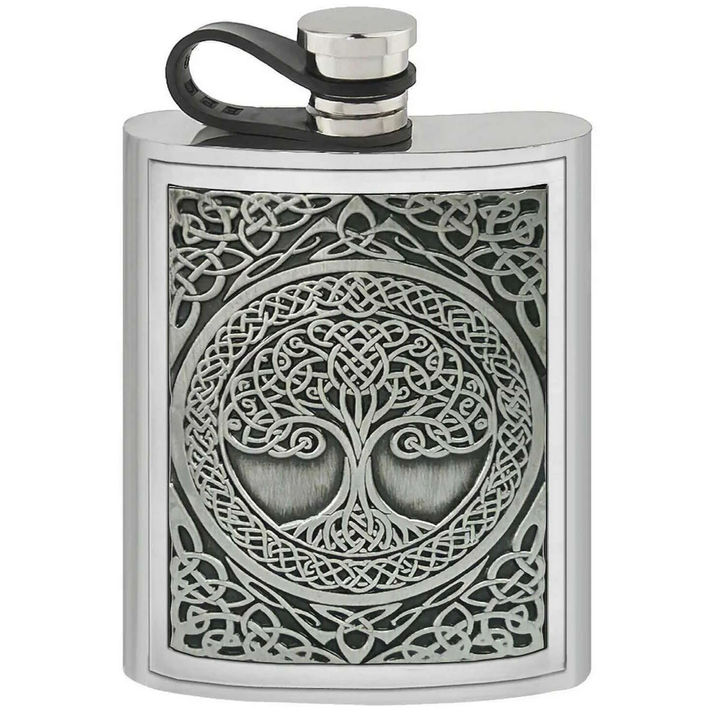 English Pewter Company 6oz Tree Of Life Hip Flask - Silver
