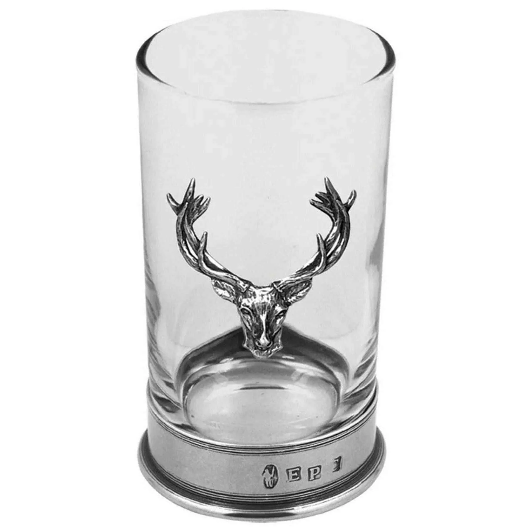 English Pewter Company 8 3/4 Single Stag Highball Spirit Glass - Silver/Clear