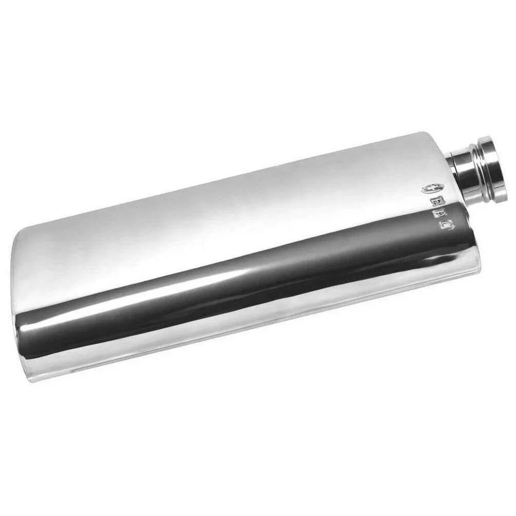 English Pewter Company 8oz Plain Hip Flask - Silver - Image 2