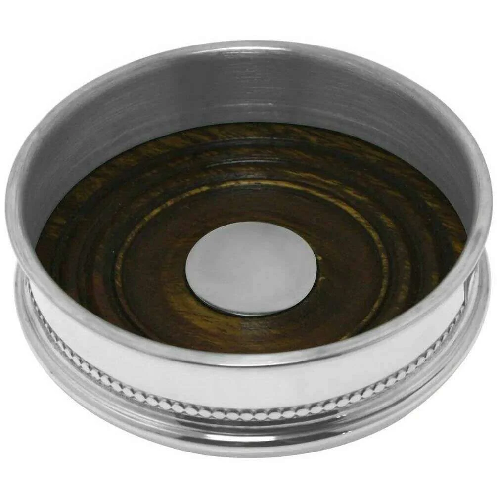 English Pewter Company Beaded Wine Bottle Coaster - Silver/Brown