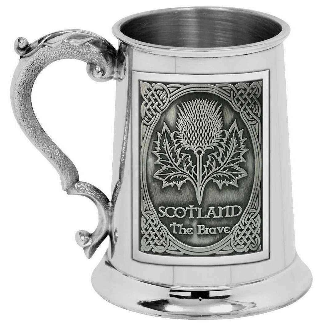 English Pewter Company Embossed Thistle 1 Pint Tankard - Silver
