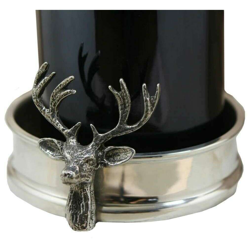 English Pewter Company Stag Head Wine Bottle Coaster - Silver/Brown - Image 2