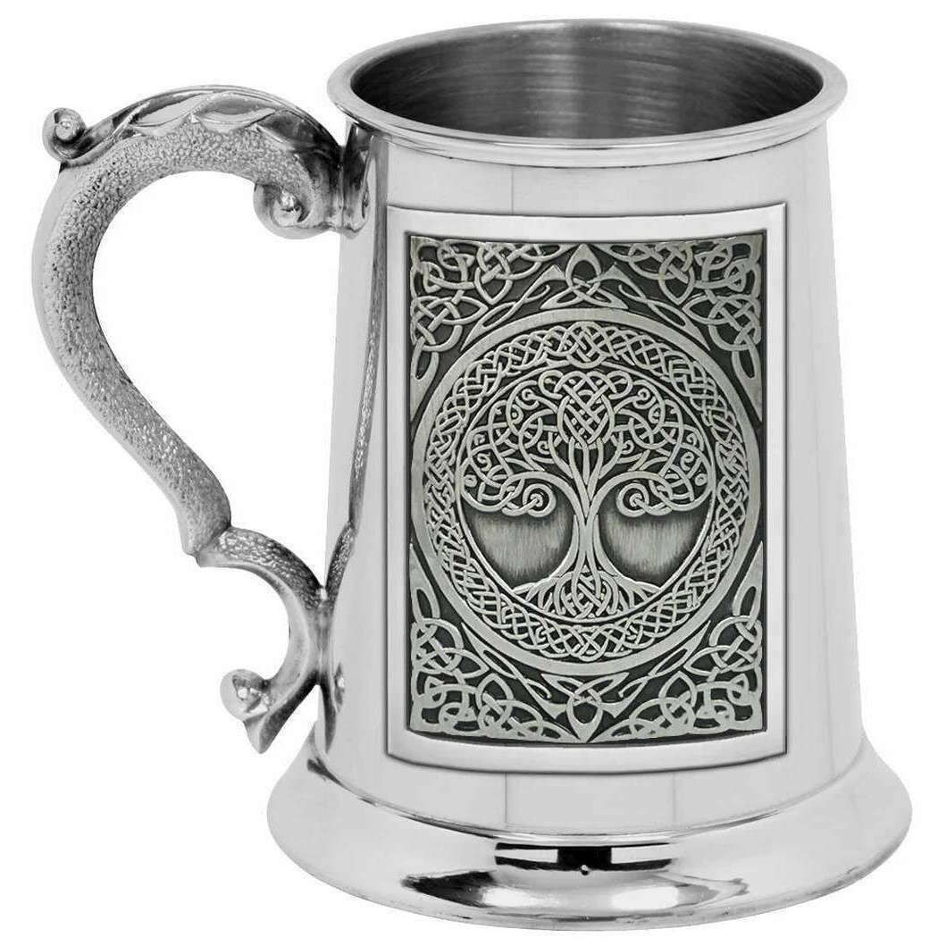 English Pewter Company Tree Of Life 1 Pint Tankard - Silver