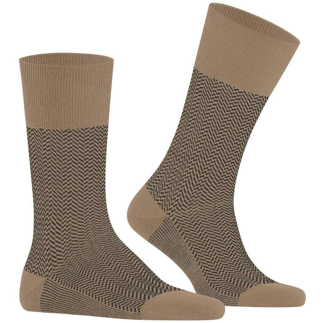 Falke Airport Herringstripe Socks - Camel Brown - Image 2