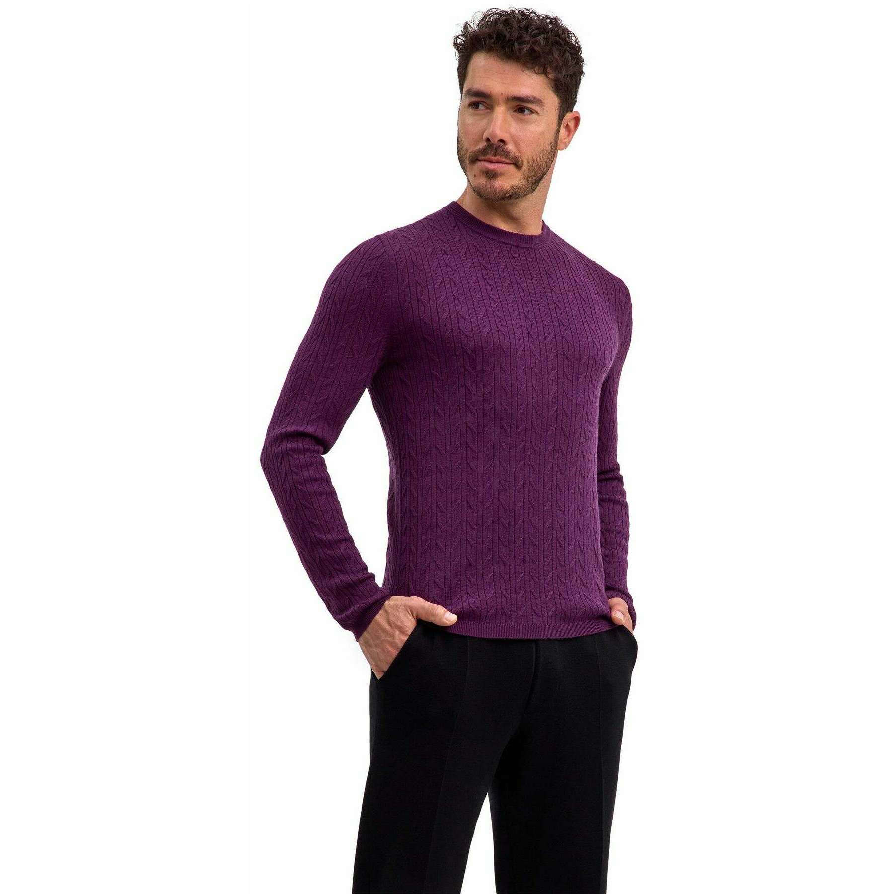 Falke Cashmere Touch Crew Neck Sweater - Aubergine Purple - Image 2