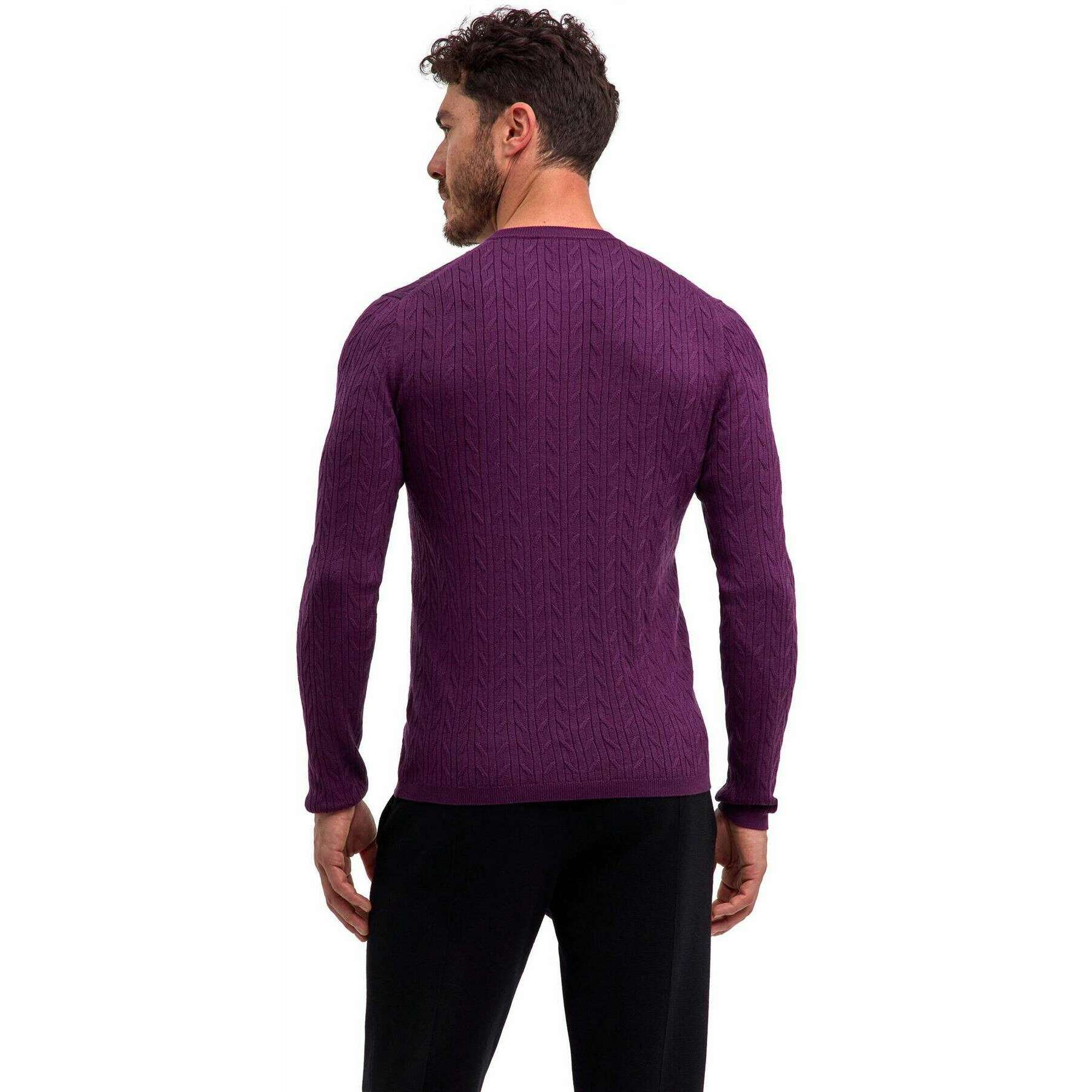 Falke Cashmere Touch Crew Neck Sweater - Aubergine Purple - Image 3