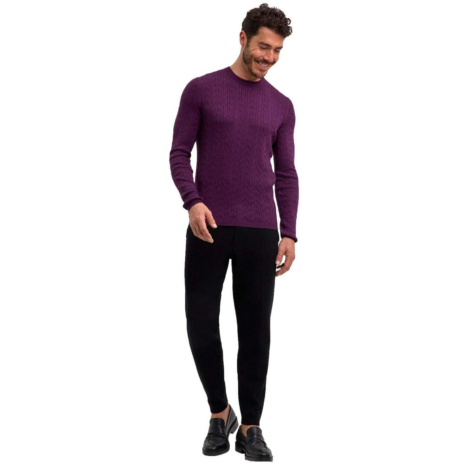 Falke Cashmere Touch Crew Neck Sweater - Aubergine Purple - Image 6