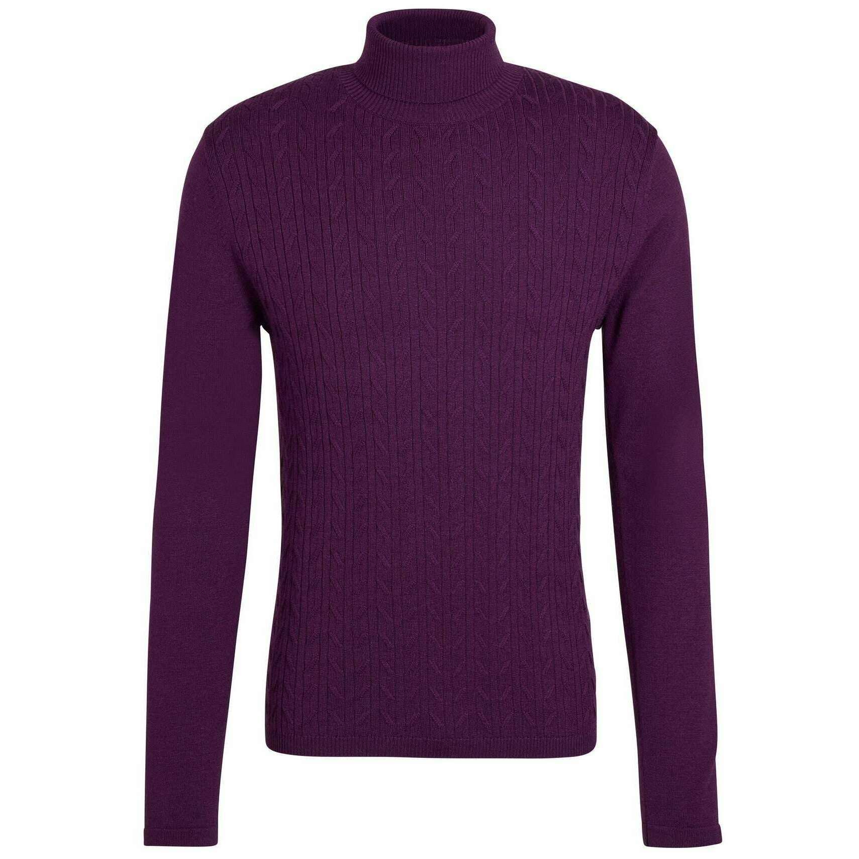 Falke Cashmere Touch Long Sleeve Roll Neck Sweater - Aubergine Purple