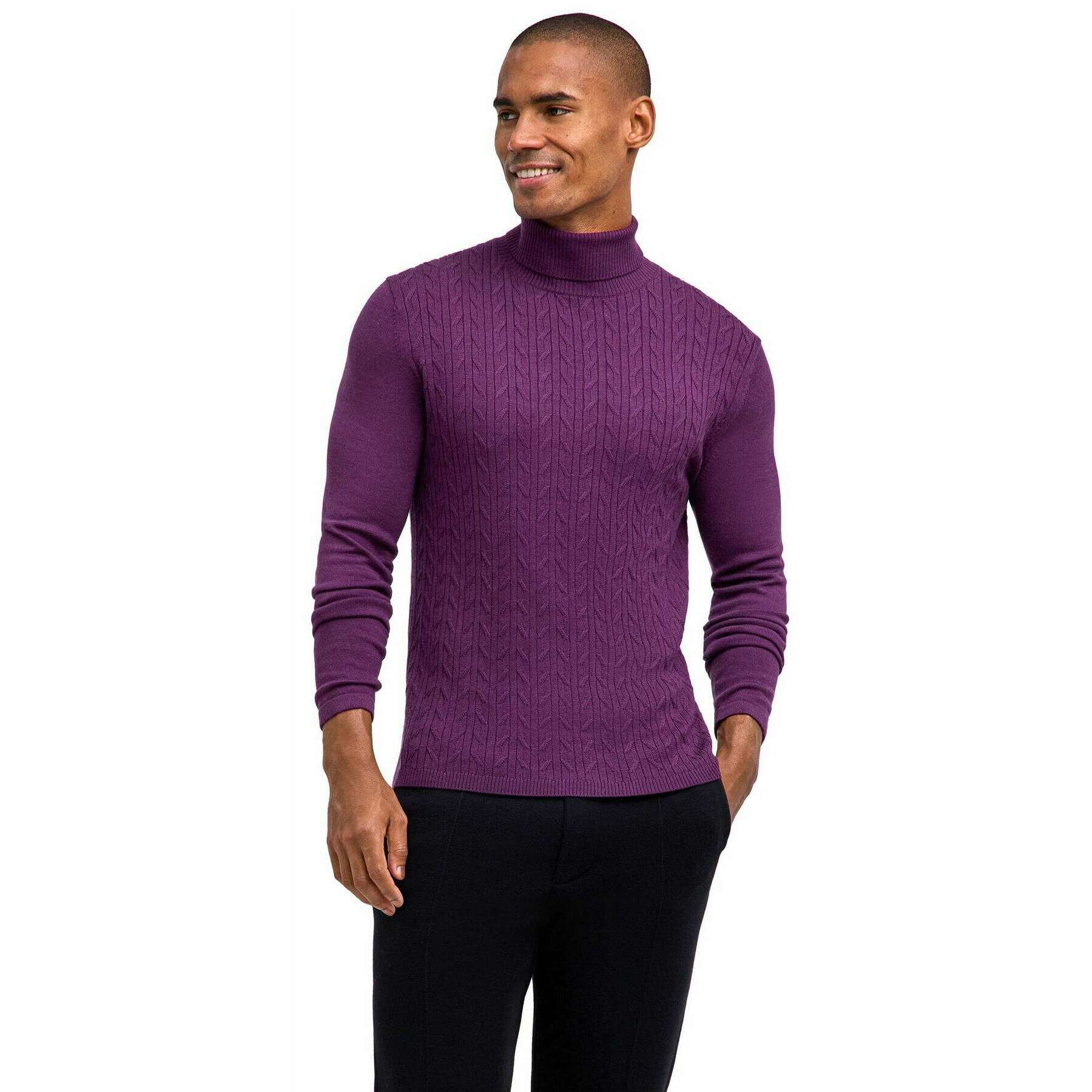 Falke Cashmere Touch Long Sleeve Roll Neck Sweater - Aubergine Purple - Image 2