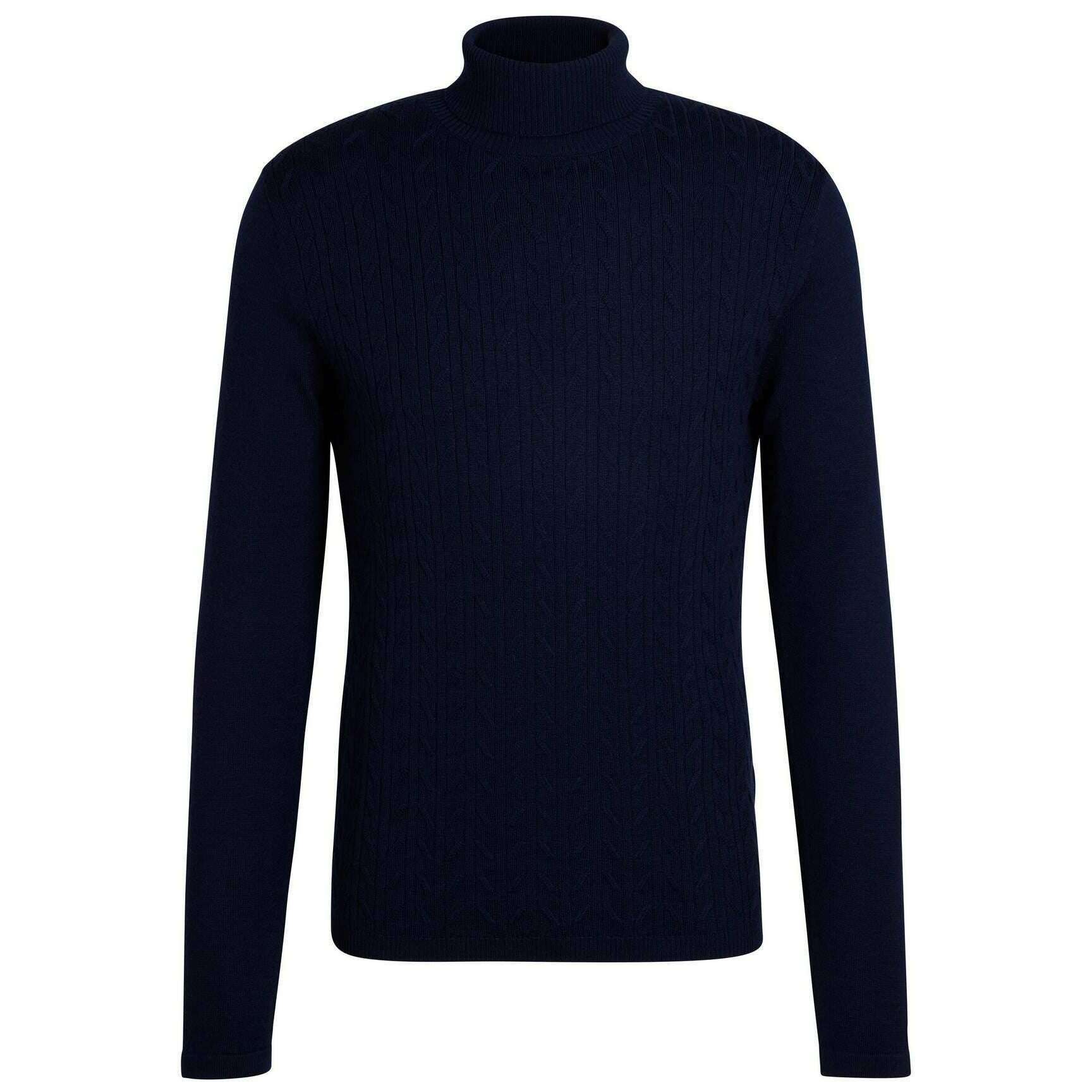 Falke Cashmere Touch Long Sleeve Roll Neck Sweater - Space Blue