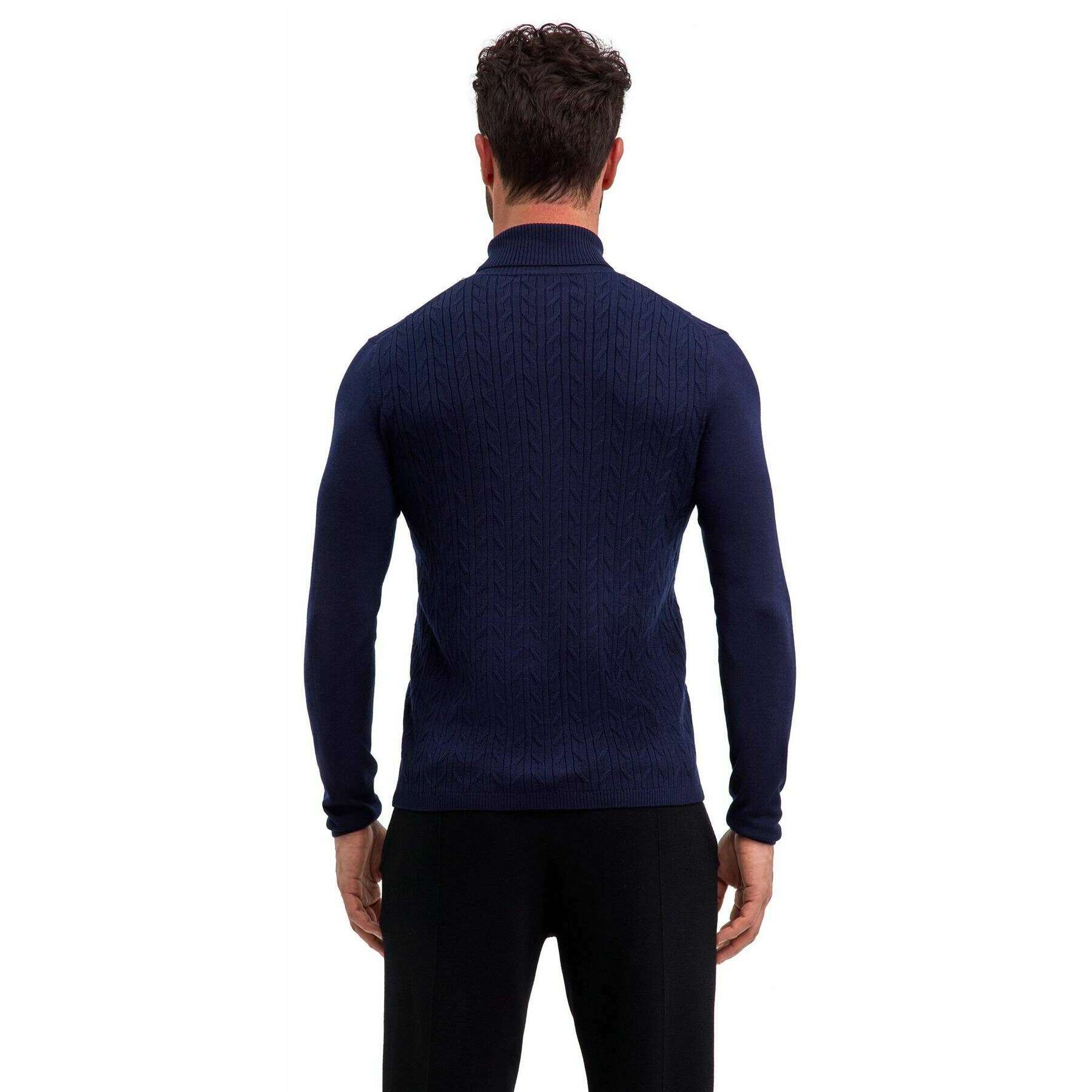 Falke Cashmere Touch Long Sleeve Roll Neck Sweater - Space Blue - Image 3