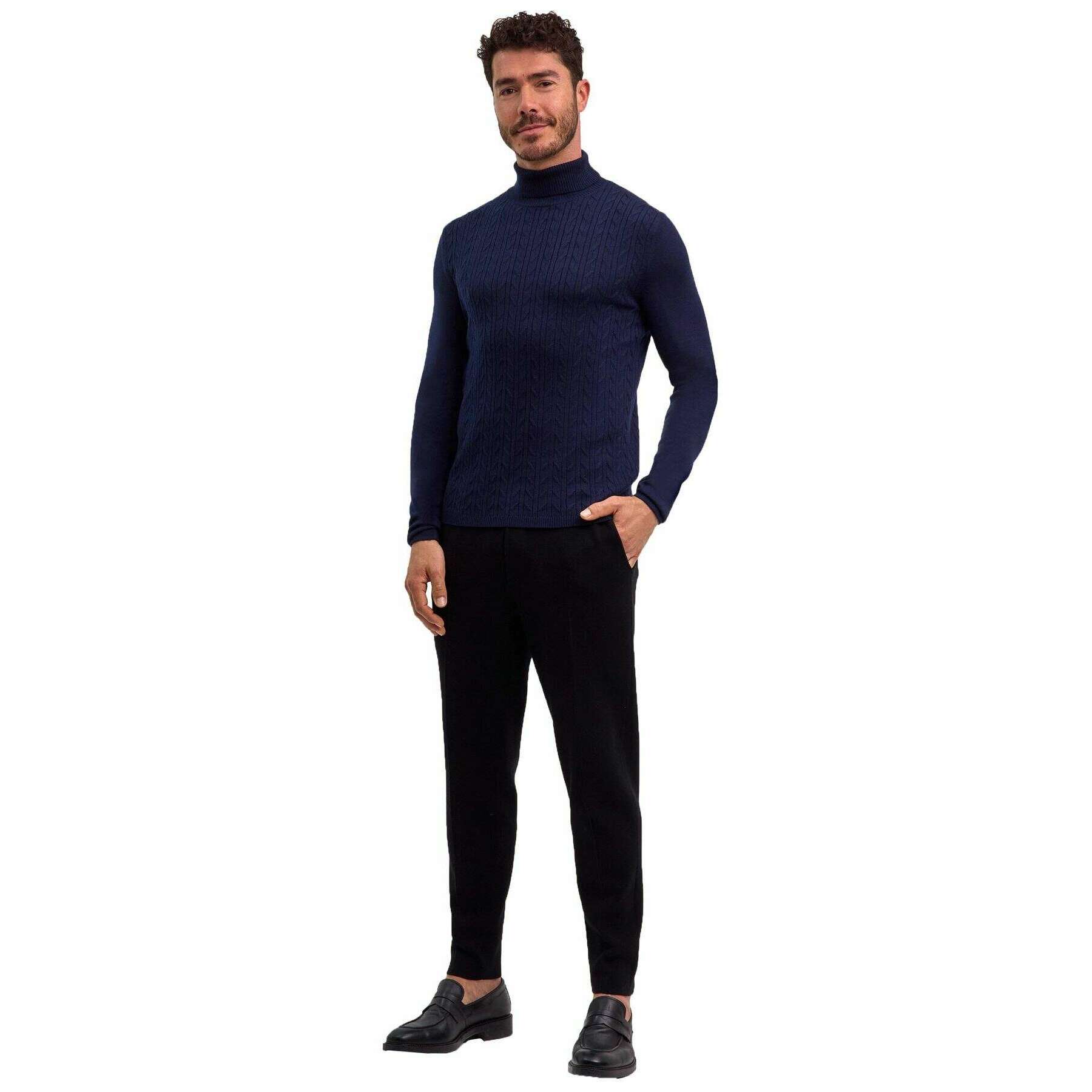 Falke Cashmere Touch Long Sleeve Roll Neck Sweater - Space Blue - Image 6