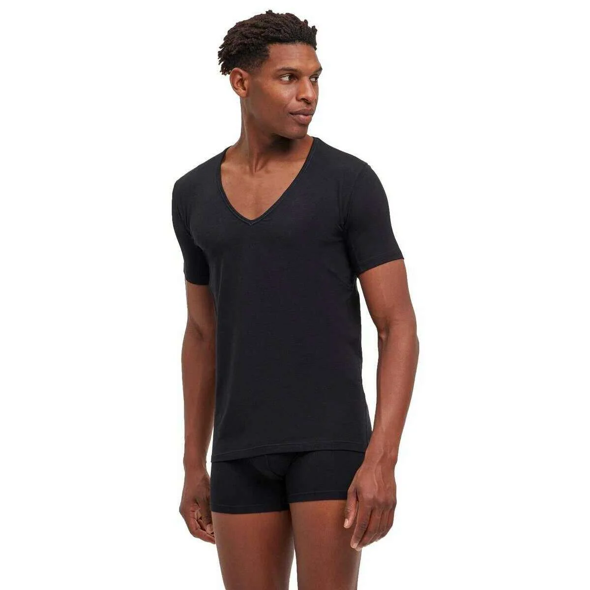 Falke Daily Climate Control Deep V-Neck T-Shirt - Black - Image 2
