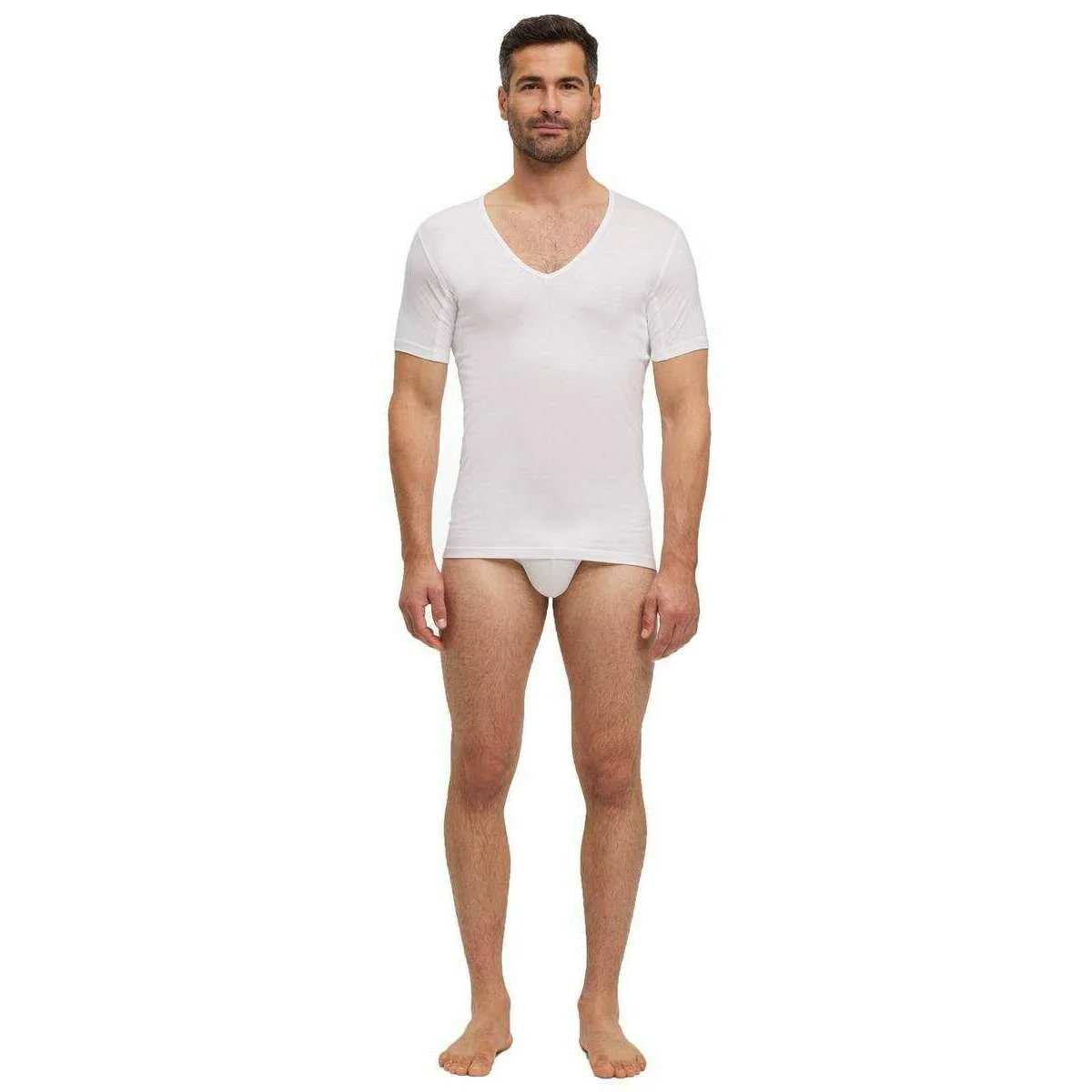 Falke Daily Climate Control Deep V-Neck T-Shirt - White - Image 6