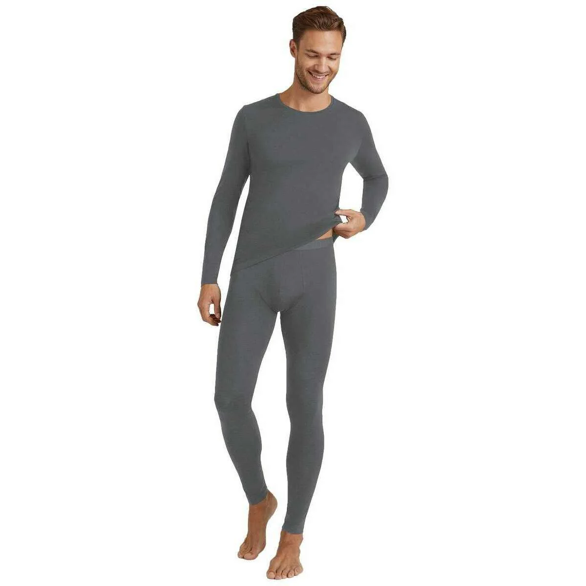 Falke Daily ClimaWool Long Tights - Dark Grey Heather - Image 5