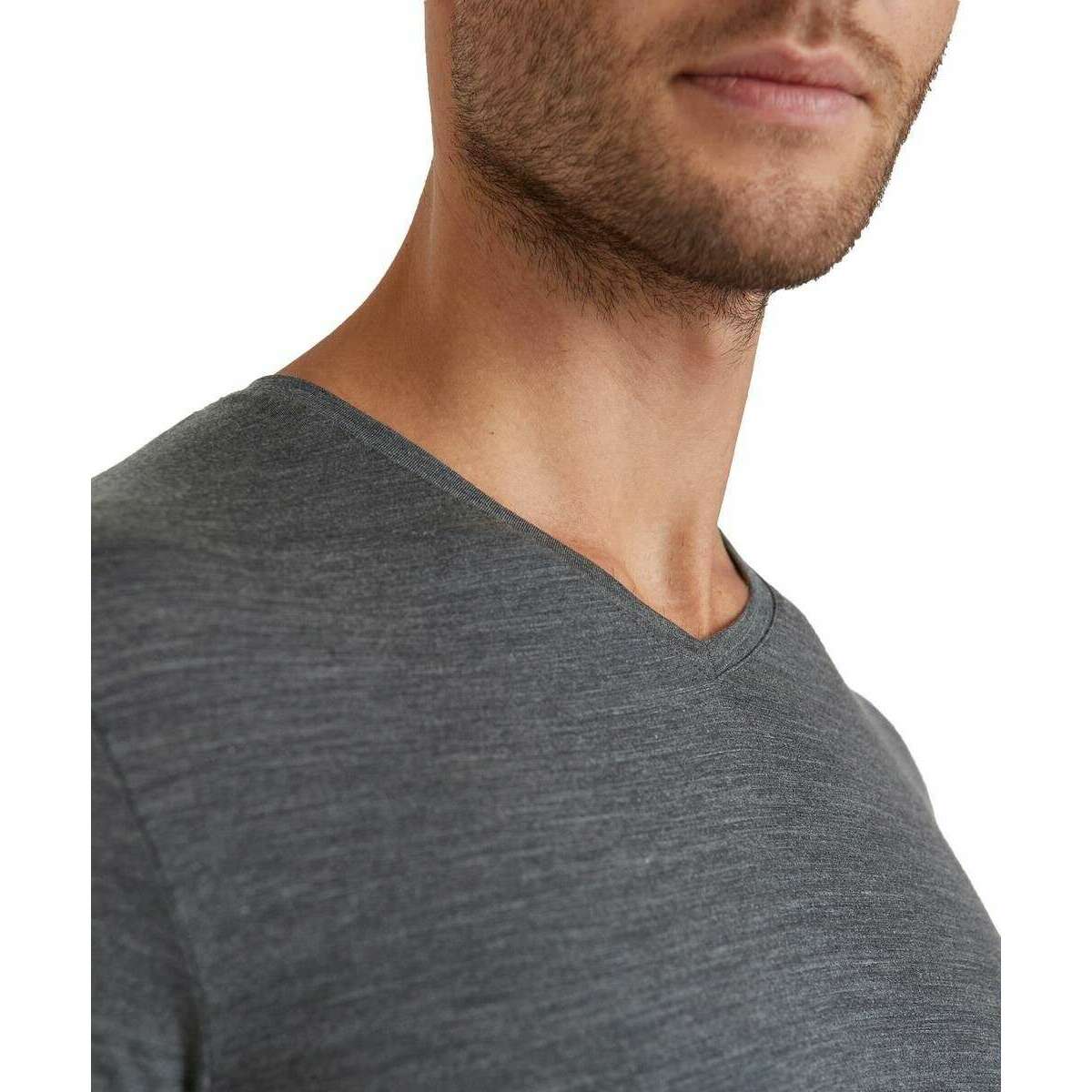 Falke Daily ClimaWool V-Neck T-Shirt - Dark Grey Heather - Image 2