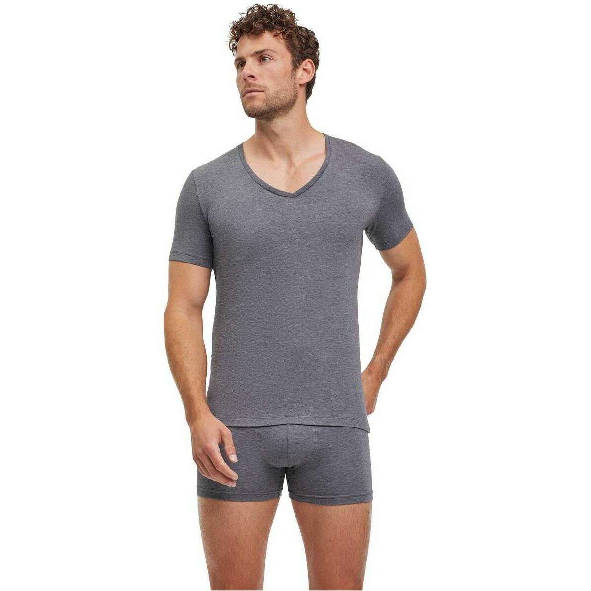 Falke Daily Comfort Deep V-Neck 2 Pack T-Shirt - Dark Grey Heather - Image 2
