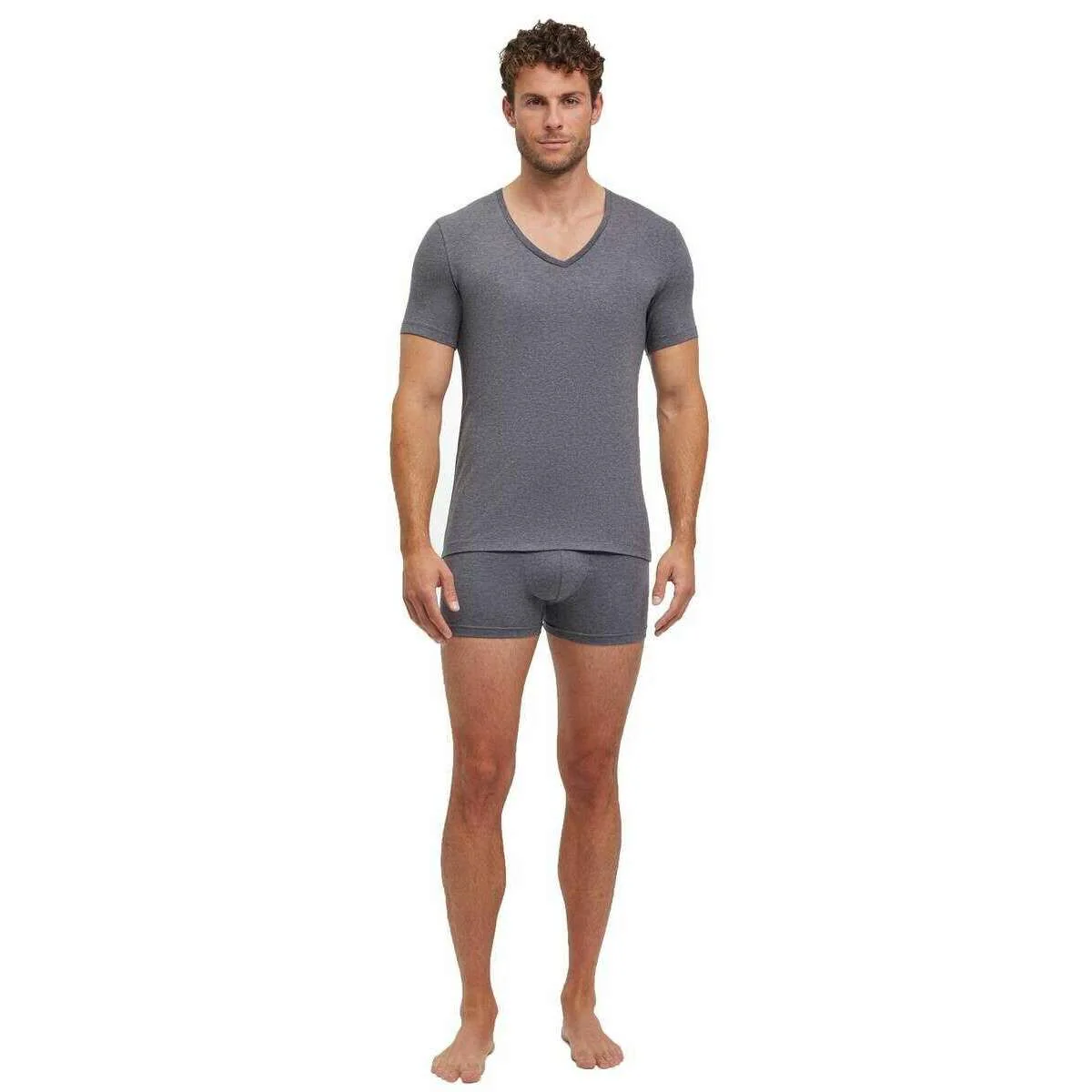 Falke Daily Comfort Deep V-Neck 2 Pack T-Shirt - Dark Grey Heather - Image 6
