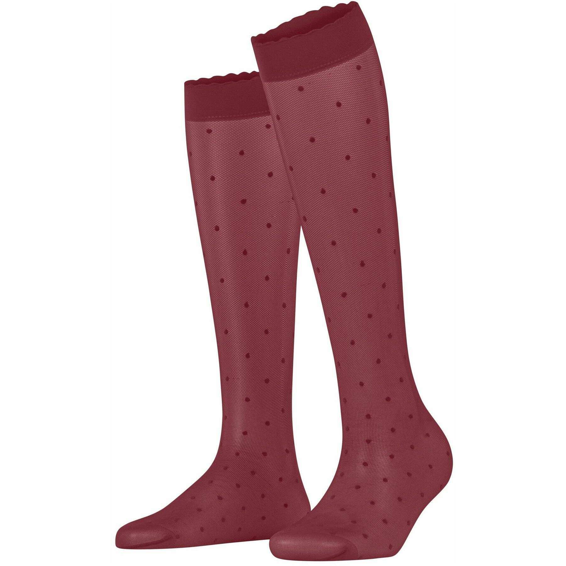 Falke Dot 15 Denier Knee High Socks - Ruby Red