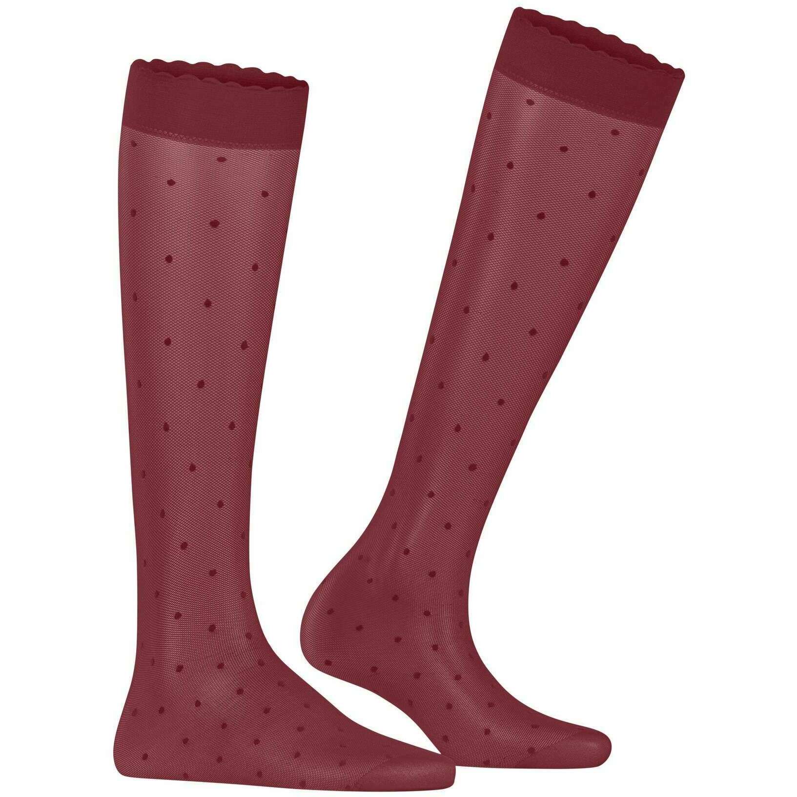 Falke Dot 15 Denier Knee High Socks - Ruby Red - Image 2
