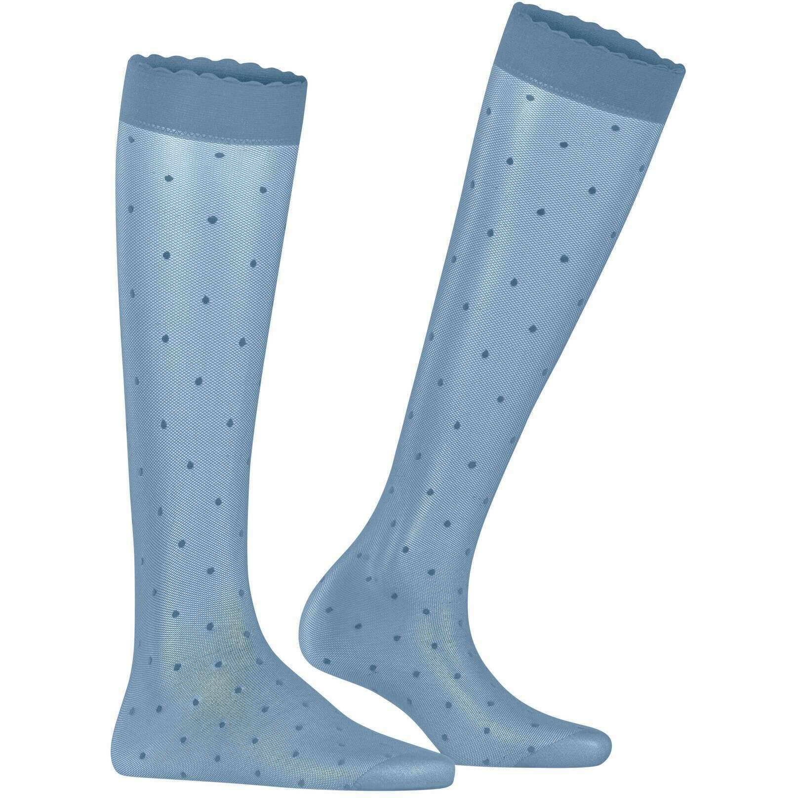 Falke Dot 15 Denier Knee High Socks - Sky Blue - Image 2