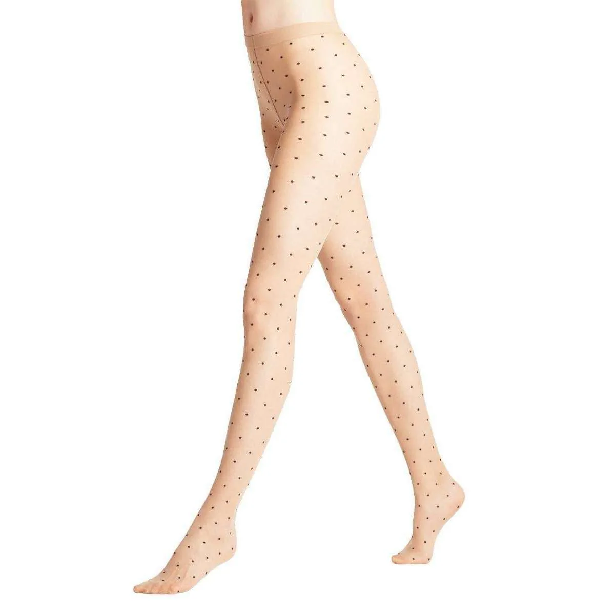 Falke Dot Bicolor 15 Denier Tights - Powder Beige - Image 4